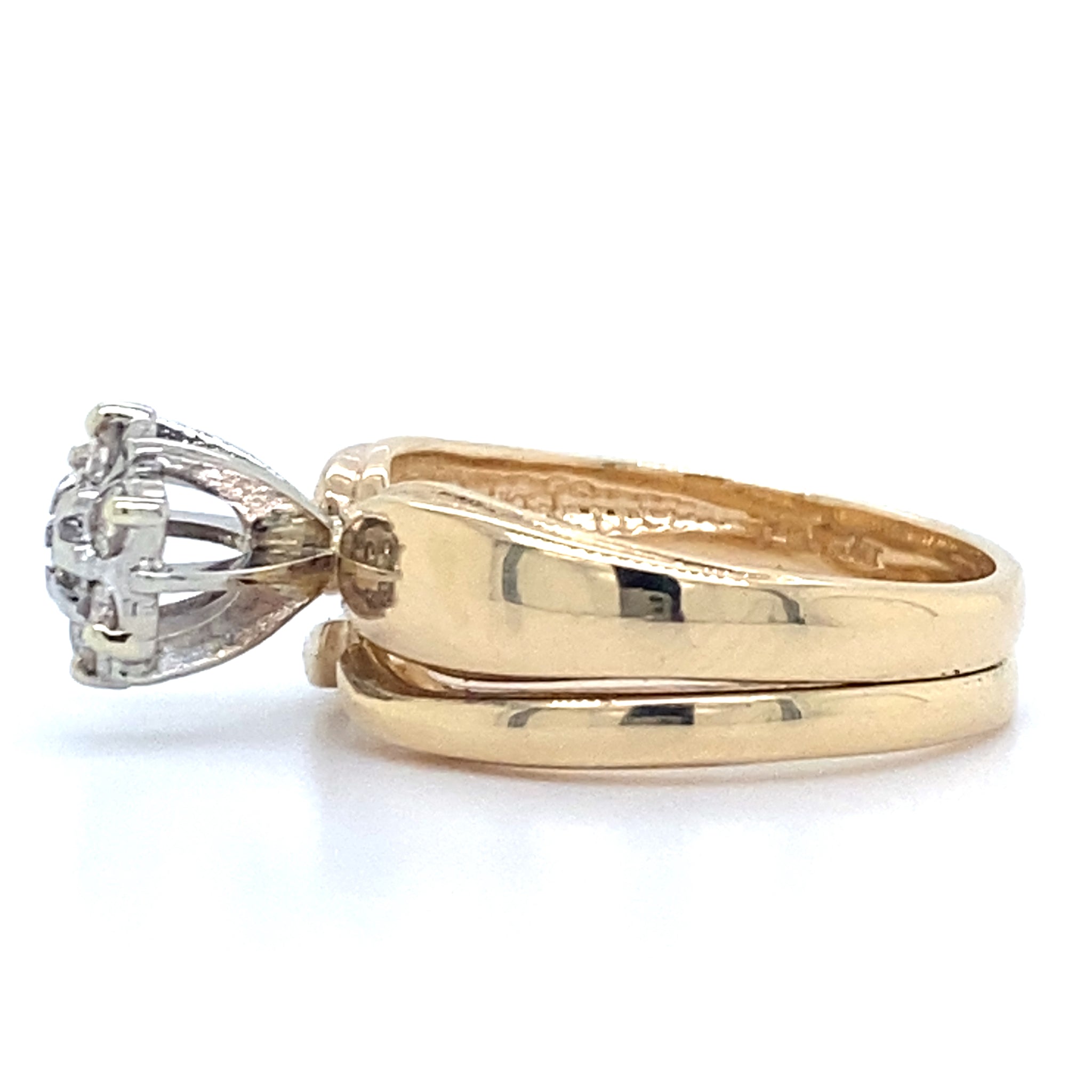 Estate 0.26cttw Diamond Cluster Wedding Set