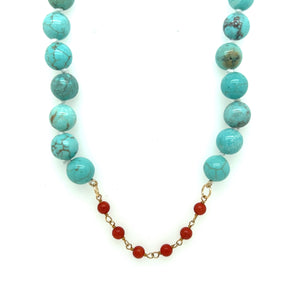 Blue Howlite with Coral & Orange Beaded by Dee Berkley