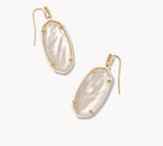 Elle Gold Plated Enamel Framed Drop Earrings in Ivory Mother of Pearl by Kendra Scott