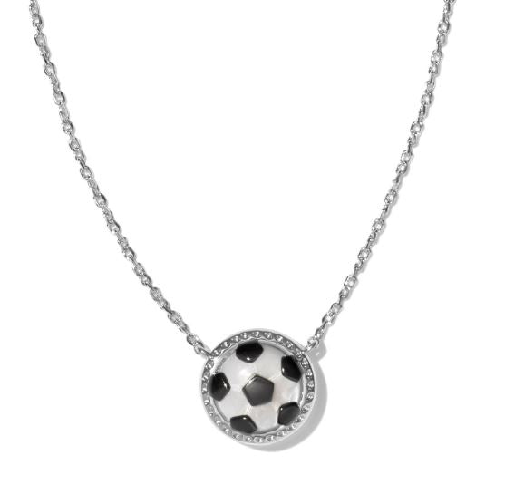 Soccer Silver Ivory MOP Short Pendant Necklace by Kendra Scott