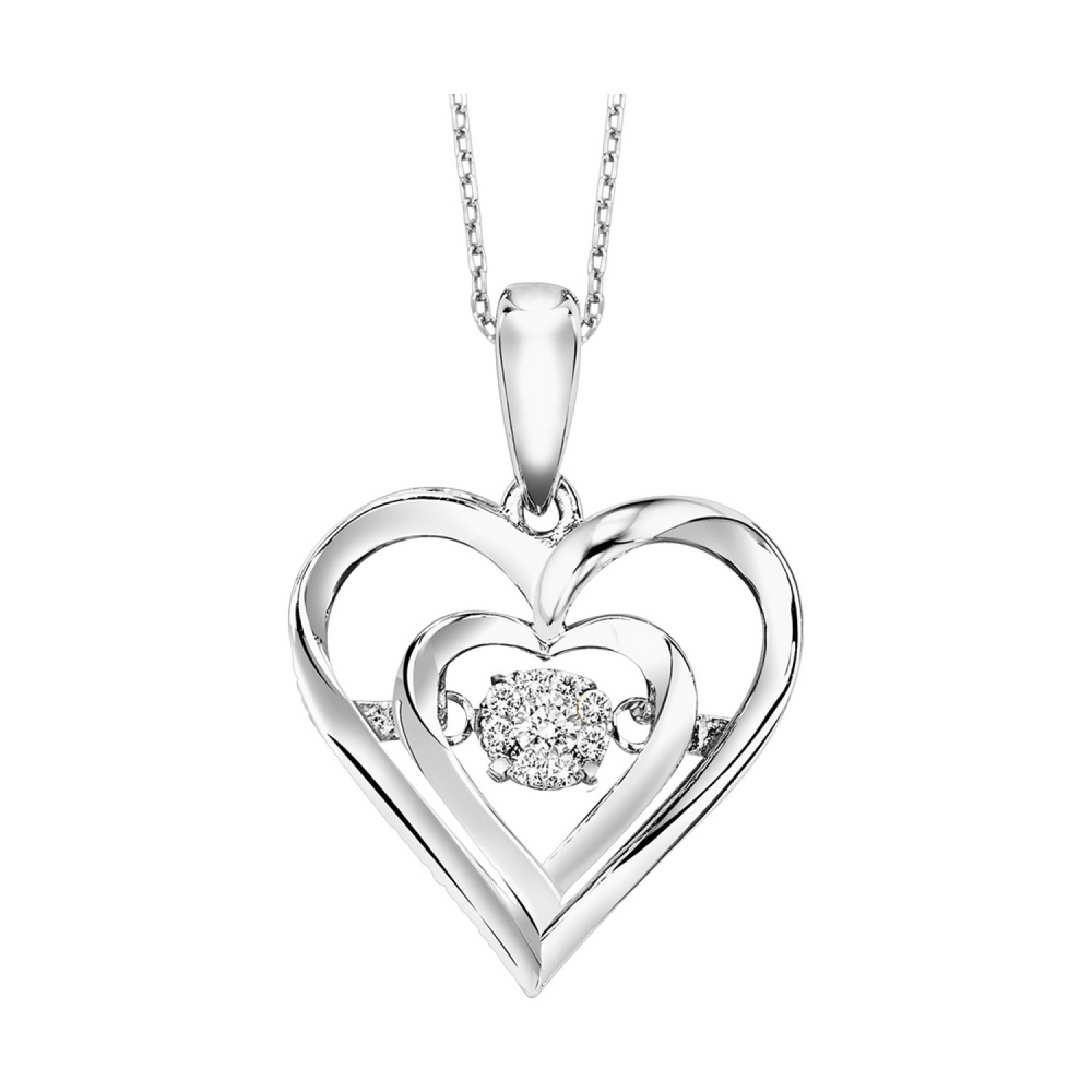 Sterling Silver 0.02ct Diamond Rhythm of Love Heart Pendant