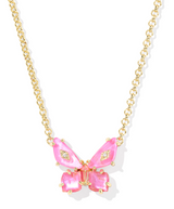 Bianca Butterfly Gold Plated Pink Mix Short Pendant Necklace by Kendra Scottq