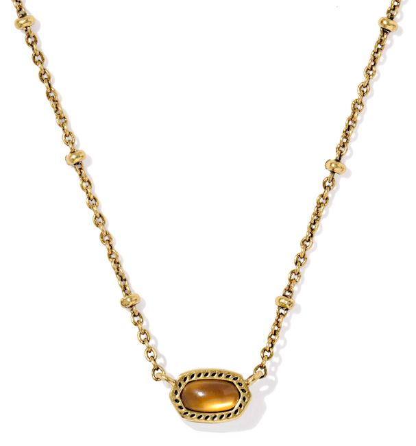 Mini Elisa Satellite Vintage Gold Plated Marble Amber Illusion Short Pendant Necklace by Kendra Scott