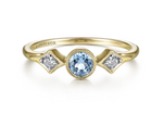 14K Yellow Gold 0.34ct Swiss Blue Topaz & 0.05cttw Diamond Ring by Gabriel