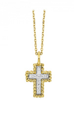 14K Yellow Gold 0.05 I1 H-I Diamond Cross Pendant