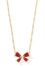 Blair Gold Plated Bright Red Drusy Bow Small Short Pendant Necklace by Kendra Scott