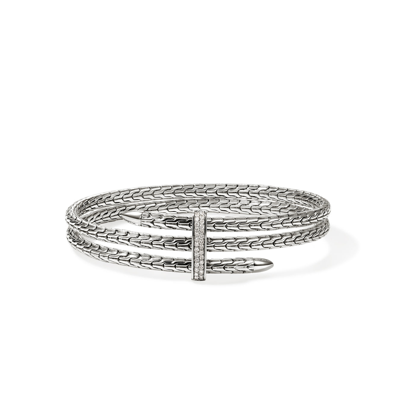 Spear Silver Diamond Pave Double Flex Cuff by John Hardy
