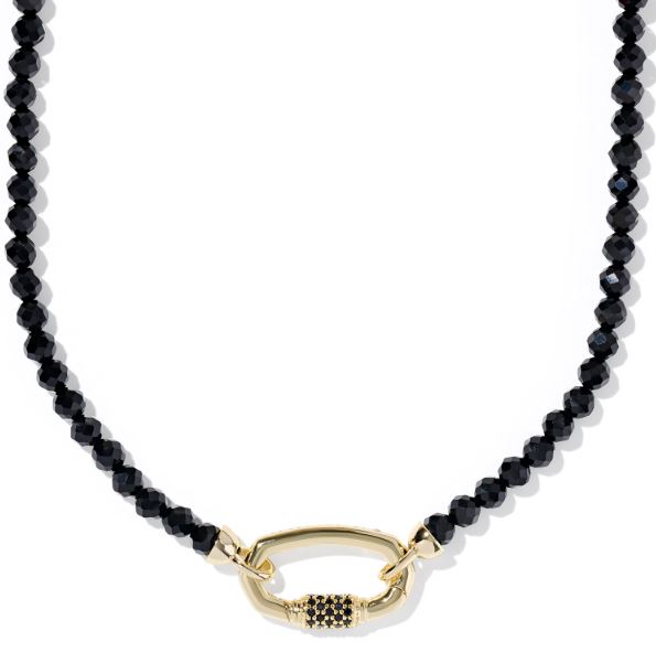 Emery Gold & Black Agate Beaded Strand Necklace by Kendra Scott