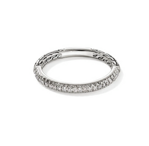 JH Essentials Silver 0.19cttw Diamond Pave 2mm Band Ring Sz 7