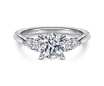 14K White Gold 0.25cttw G/H SI2 Three Stone Diamond Semi-Mount Ring by Gabriel