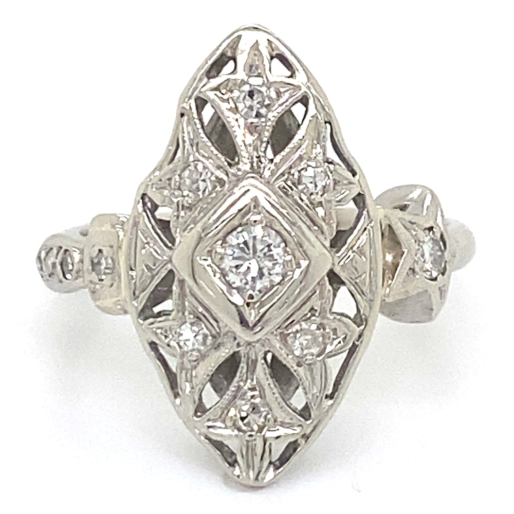 Estate Diamond Navette Ring