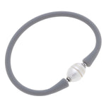 Bali Freshwater Pearl Steel Gray Silicone Bracelet