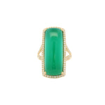 14K Yellow Gold 11.86ct Green Onyx & 0.43cttw Diamond Ring by Bellarri