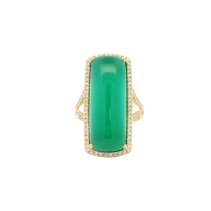 14K Yellow Gold 11.86ct Green Onyx & 0.43cttw Diamond Ring by Bellarri