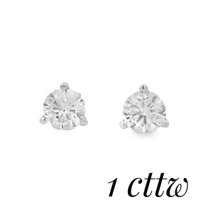 14K White Gold 1.01cttw F-G SI RBC Diamond Stud Earrings