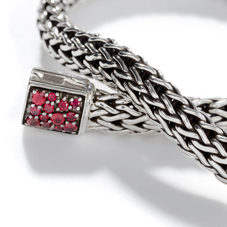 Icon Silver Reversible Birthstone Bracelet in Ruby by John Hardy