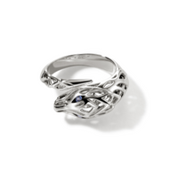 Naga Silver Bypass Ring with Blue Sapphire Eyes Sz 7 by John Hardy