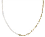 Markie Half Chain Gold Plated Freshwater Cultured Pearl Necklace by Kendra Scott