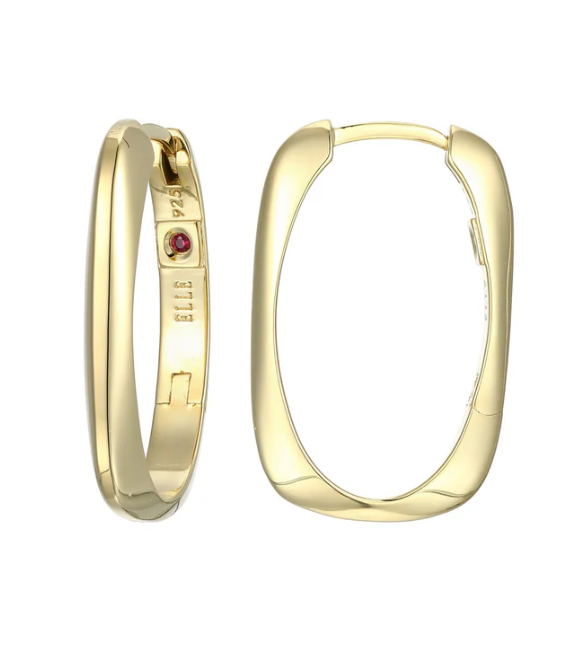 Yellow Gold Rectangular Hoop Earrings