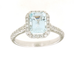 14K White Gold 1.40ct Aquamarine & 0.45cttw Diamond Ring