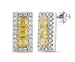 14K Two Tone Gold 0.91cttw Fancy Light Yellow & Nude Diamond Earrings by LeVian