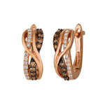 14K Strawberry Gold Chocolate & Vanilla Diamond Hoop Earrings by Le Vian