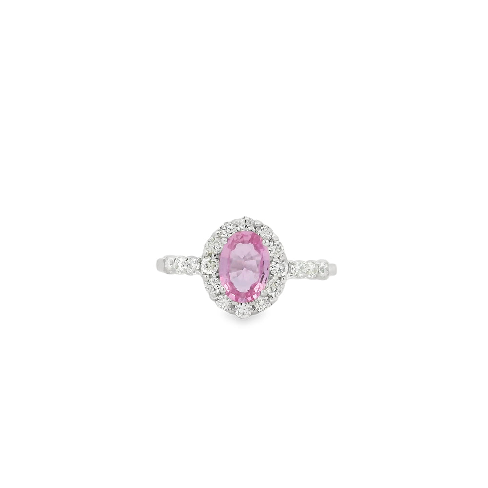 14K White Gold 1.00ct Pink Sapphire & 0.47cttw Diamond Ring by RJM