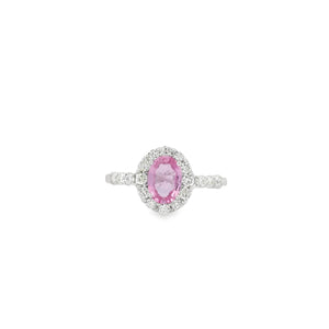 14K White Gold 1.00ct Pink Sapphire & 0.47cttw Diamond Ring by RJM