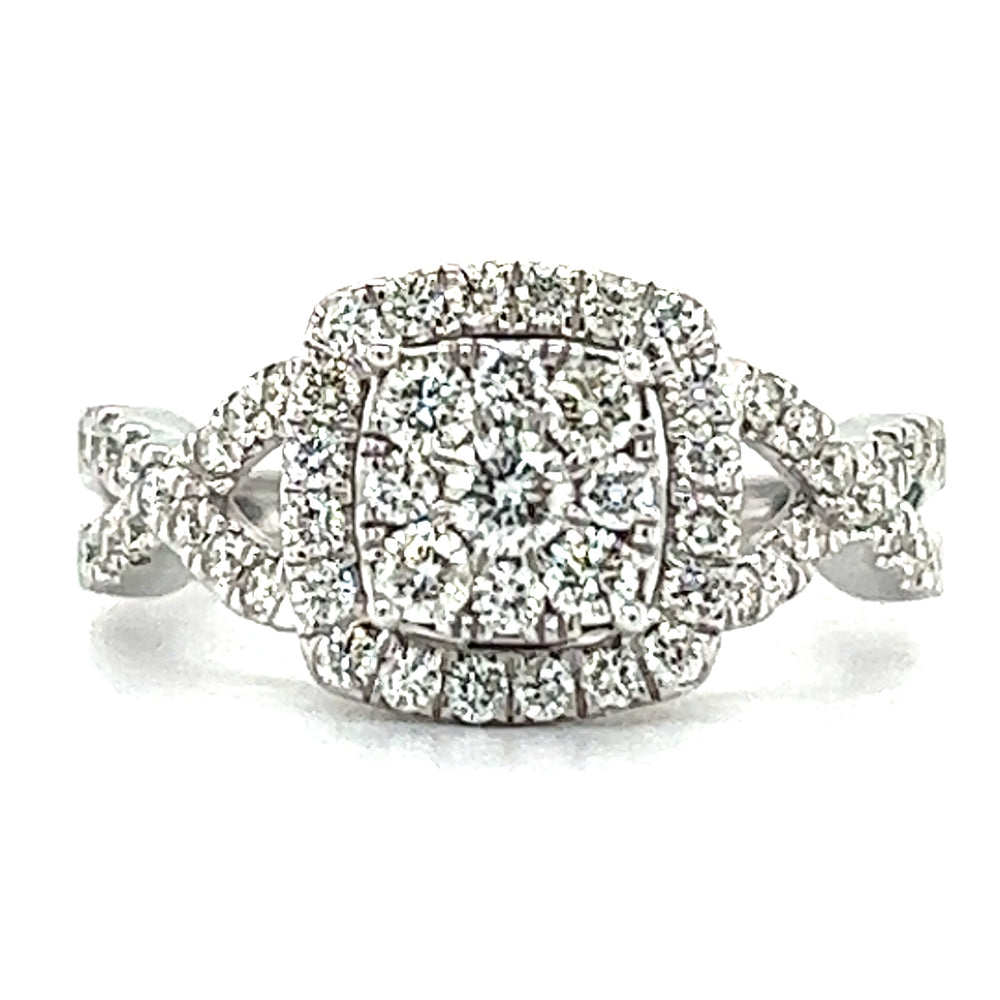 Cushion Cluster Style Diamond Engagement Ring