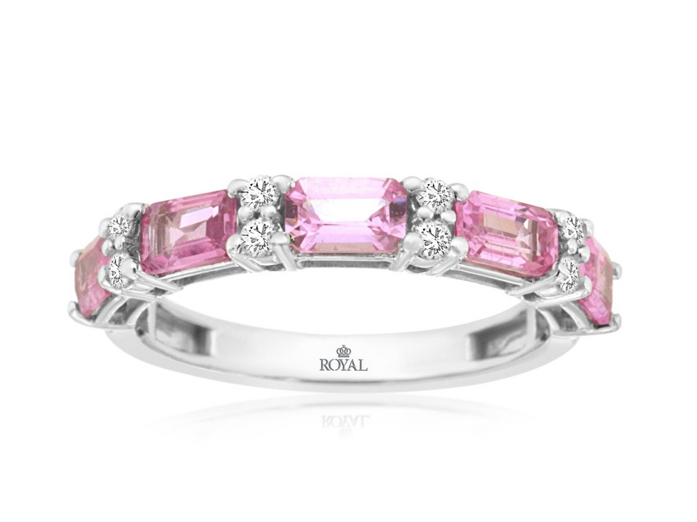 14K White Gold 1.60cttw Pink Sapphire & 0.15cttw Diamond Ring by RJM