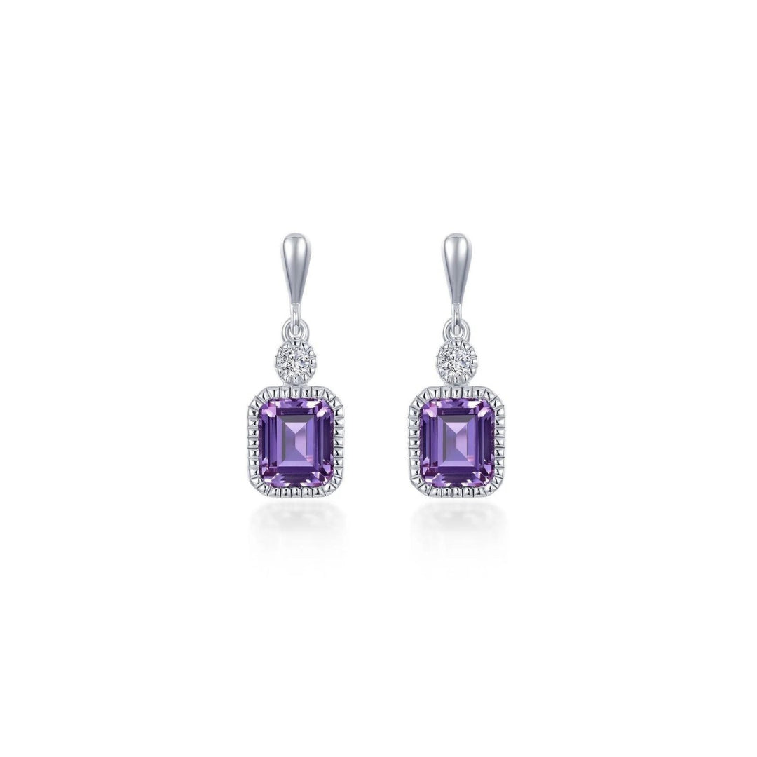 SS/PT 1.82cttw Simulated Diamond & Simulated Amethyst Earrings