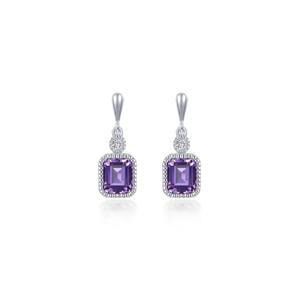 SS/PT 1.82cttw Simulated Diamond & Simulated Amethyst Earrings