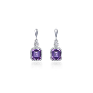 SS/PT 1.82cttw Simulated Diamond & Simulated Amethyst Earrings