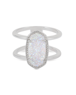 Elyse Ring Rhodium Iridescent Drusy size 7 by Kendra Scott