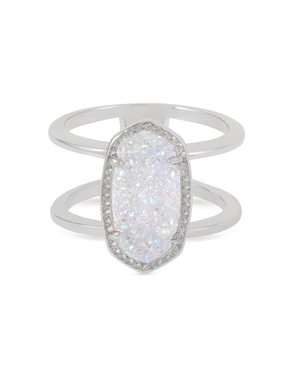 Elyse Ring Rhodium Iridescent Drusy size 7 by Kendra Scott