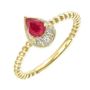 14K Yellow Gold 0.50cttw Ruby & 0.05cttw Diamond Fashion Ring