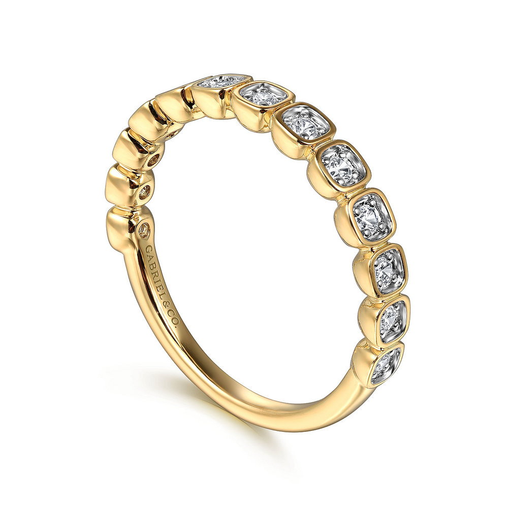 Yellow Gold Bezel Set Diamond Stackable Ring