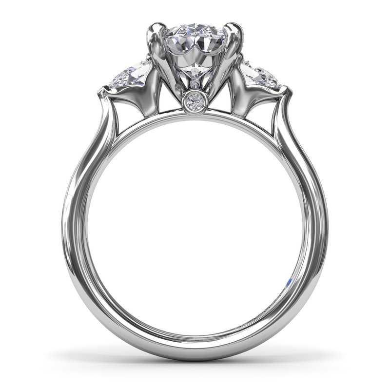 14K White Gold Three-Stone Pear Diamond Engagement Ring