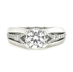 Contemporary Round Diamond Engagement Ring with Triple-Row Polished Band