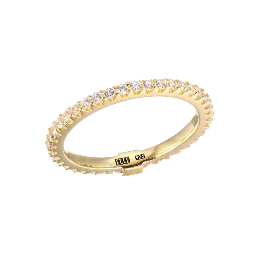 Sterling Silver Stardust Gold Plated CZ Ring by Elle