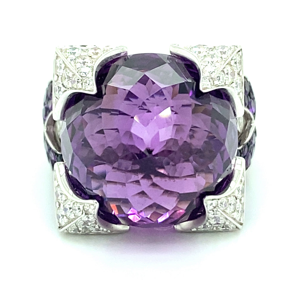 Estate Rodney Rayner Amethyst & Diamond Ring