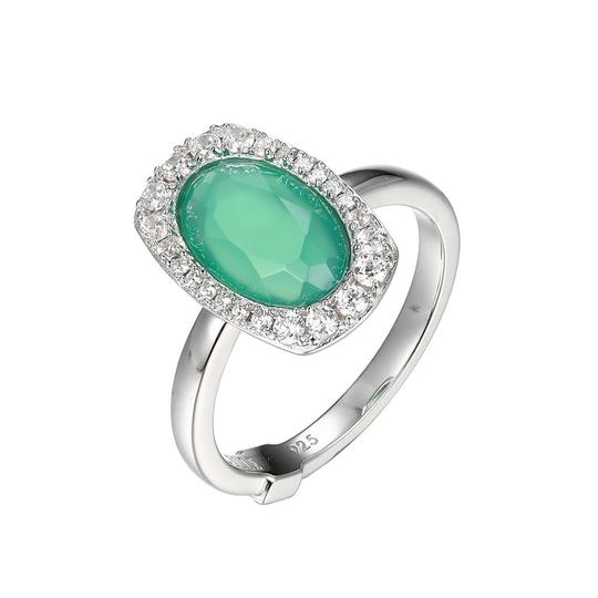 Sterling Silver Ring with Genuine Chrysoprase by ELLE