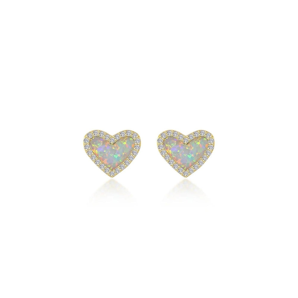 SS/GP 3.9cttw Cultured Freshwater Mother of Pearl Heart Studs with Simulated Diamonds