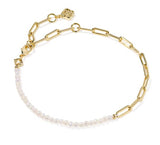 Markie Half Chain Gold Plated Freshwater Cultured Pearl Bracelet by Kendra Scott
