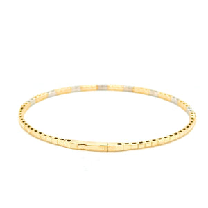 14K Two-Tone 1.21cttw Sapphire & 0.65cttw Diamond Bangle Bracelet