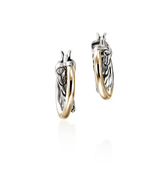 JH Essentials 14K Gold & Silver 9.5mm Crossover Hoop Earrings