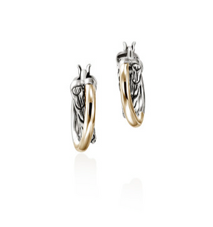 JH Essentials 14K Gold & Silver 9.5mm Crossover Hoop Earrings