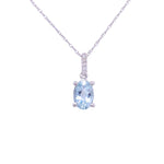 14K White Gold Aquamarine & Diamond Pendant