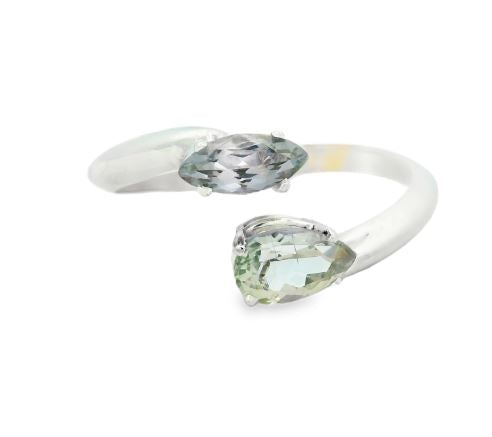 14K White Gold Untreated Tanzanite Bypass Ring