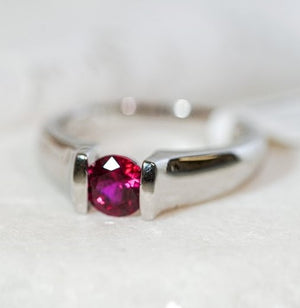 Sterling Silver Lab Ruby Ring